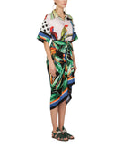 Dolce & Gabbana Black Strelitzia High Waist Wrap Midi Skirt
