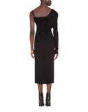 Dolce & Gabbana Black Wrap Sheath One Shoulder Wool Dress