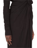 Dolce & Gabbana Black Wrap Sheath One Shoulder Wool Dress