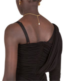 Dolce & Gabbana Black Wrap Sheath One Shoulder Wool Dress