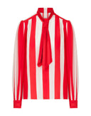 Dolce & Gabbana White Red Stripes Long Sleeves Mini Dress