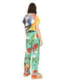 Dolce & Gabbana Green Silk Printed Straight Pants