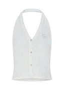 Halter Knit Top – White