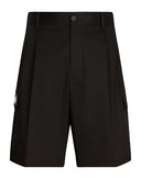 Dolce & Gabbana Black Cotton Stretch Cargo Bermuda Shorts