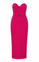 ANOUKI  WOOL CORSET STYLE PENCIL DRESS FUCHSIA