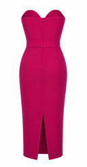 ANOUKI  WOOL CORSET STYLE PENCIL DRESS FUCHSIA