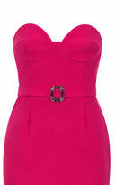 ANOUKI  WOOL CORSET STYLE PENCIL DRESS FUCHSIA