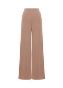 Wide-Leg Knit Pants — Soft Brown