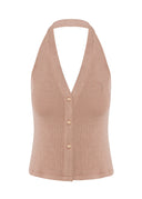 Halter Knit Top – Soft Brown