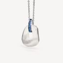 Solo Puzzle Pendant in White Gold, Blue Sapphires and Natural Mother-of-pearl