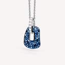 Small Harlequin Puzzle Pendant in White Gold, White Diamonds, and Blue Sapphires