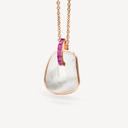 Puzzle Solo Pendant in Rose Gold, Pink Sapphires and Natural Mother-of-pearl