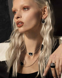 Puzzle Solo Earrings in White Gold, White Diamonds and Onyx