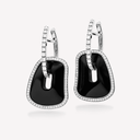Puzzle Solo Earrings in White Gold, White Diamonds and Onyx