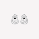 Mini Puzzle Earrings in White Gold and White Diamond Pavé