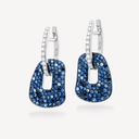 Puzzle Solo Earrings in White Gold, White Diamonds, and Blue Sapphires