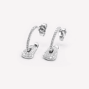 Mini Puzzle Earrings in White Gold and White Diamond Pavé