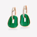Puzzle Solo Earrings in Rose Gold, White Diamonds and Malachite