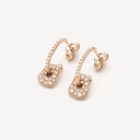 Mini Puzzle Earrings in Rose Gold and White Diamond Pavé