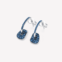 Mini Puzzle Earrings in White Gold and Pavé of Blue Sapphires