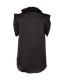 PRUNETTE TINY SLEEVE AND ROMANTIC COLLAR SHIRT BLACK
