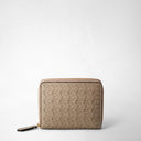 Mini zip wallet crafted in Sahara Mosaico leather.