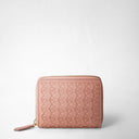 Mini zip wallet in blush Mosaico leather.