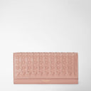 Flap wallet crafted in blush Mosaico leather.