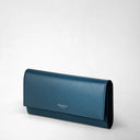 FLAP WALLET IN RUGIADA LEATHER BLUE JEANS