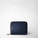 Mini wallet in navy Rugiada leather.