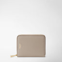 Mini zip wallet in Sahara Rugiada leather.