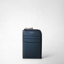 Zip card case crafted in navy Rugiada leather.
