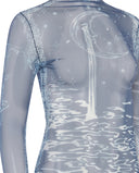 YASSMIN SALEH SHAABNA TATTOO TOP BLUE