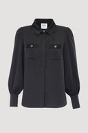 MAGALI DARK COLLAR BLOUSE – NOIR