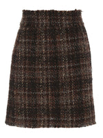 Dolce & Gabbana Multicolor High Waist Tartan Tweed Pencil Cut Skirt