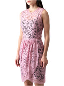 Dolce & Gabbana Pink Floral Lace Sleeveless Sheath Dress