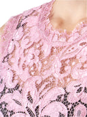 Dolce & Gabbana Pink Floral Lace Sleeveless Sheath Dress