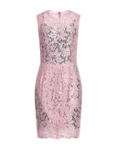 Dolce & Gabbana Pink Floral Lace Sleeveless Sheath Dress