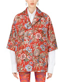 Dolce & Gabbana Red Floral Jacquard Button Down Coat Jacket