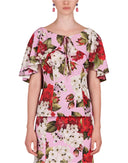 Dolce & Gabbana Pink Floral Silk Short Sleeves Blouse Top