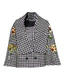 Dolce & Gabbana Black White Monochrome Patterned Floral Cape Jacket