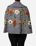 Dolce & Gabbana Black White Monochrome Patterned Floral Cape Jacket