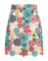 Dolce & Gabbana Multicolor Floral Lace High Waist Mini Skirt