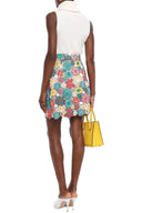 Dolce & Gabbana Multicolor Floral Lace High Waist Mini Skirt