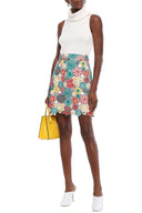 Dolce & Gabbana Multicolor Floral Lace High Waist Mini Skirt