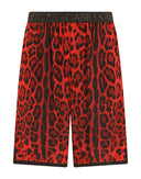 Dolce & Gabbana Red Leopard Print Viscose Bermuda Shorts