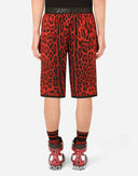Dolce & Gabbana Red Leopard Print Viscose Bermuda Shorts