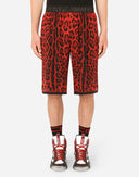 Dolce & Gabbana Red Leopard Print Viscose Bermuda Shorts