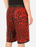 Dolce & Gabbana Red Leopard Print Viscose Bermuda Shorts