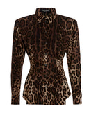 Dolce & Gabbana Brown Leopard Silk Button Down Coat Jacket